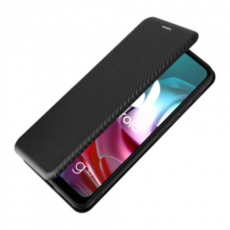 Flip Cover Moto G30 / Moto G10 Silicone Carbone Coloré