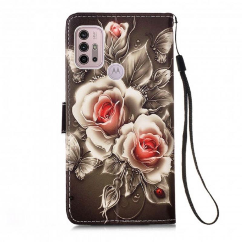 Housse Moto G30 / Moto G10 Roses Dorées