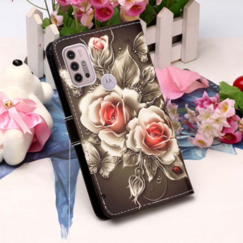 Housse Moto G30 / Moto G10 Roses Dorées