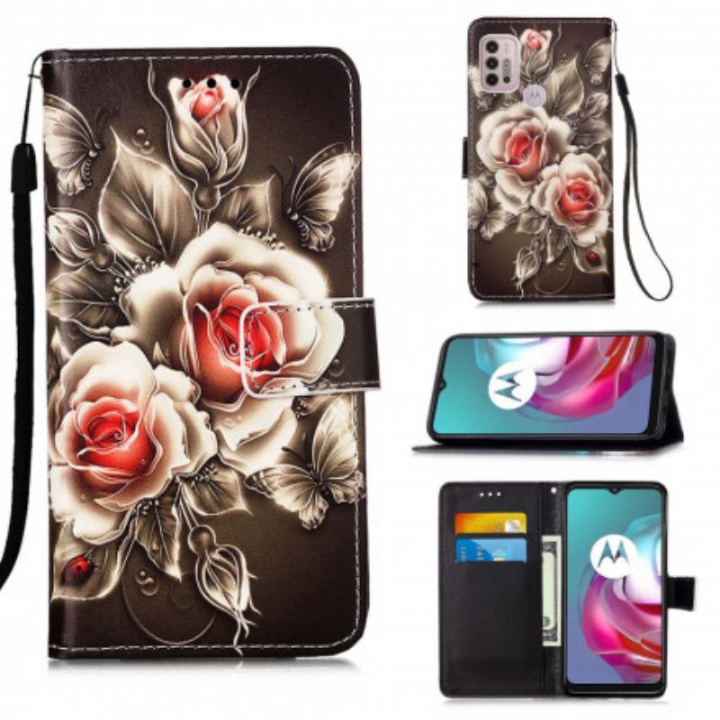 Housse Moto G30 / Moto G10 Roses Dorées