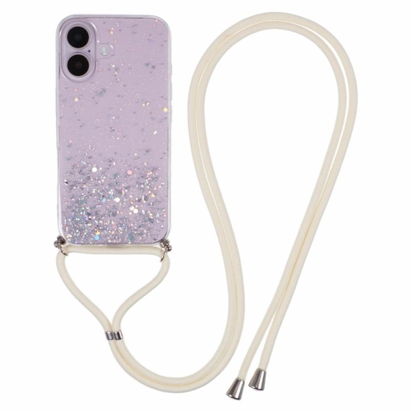 Coque à Cordon iPhone 16 Série Paillettes