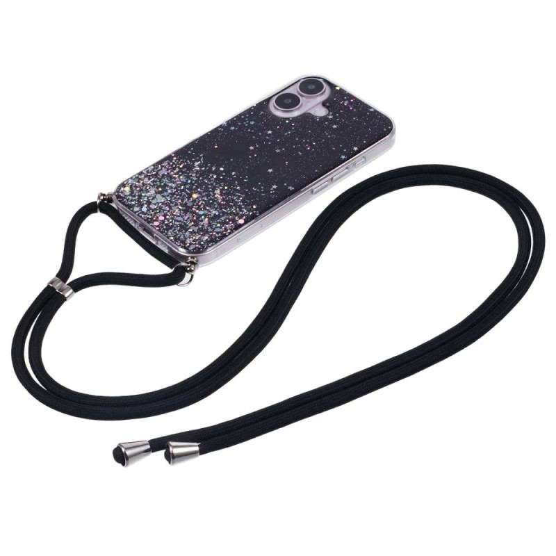 Coque à Cordon iPhone 16 Série Paillettes