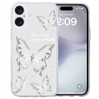 Coque iPhone 16 Bord Transparent Papillons