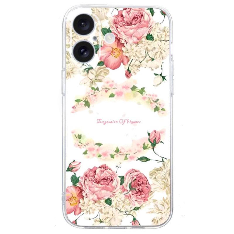 Coque iPhone 16 Bord Transparent Roses