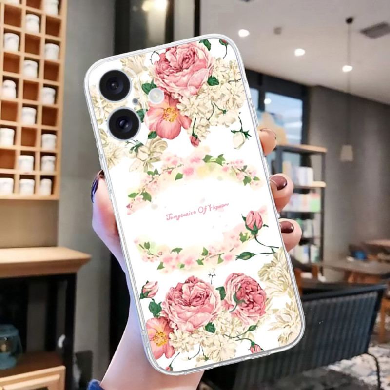 Coque iPhone 16 Bord Transparent Roses