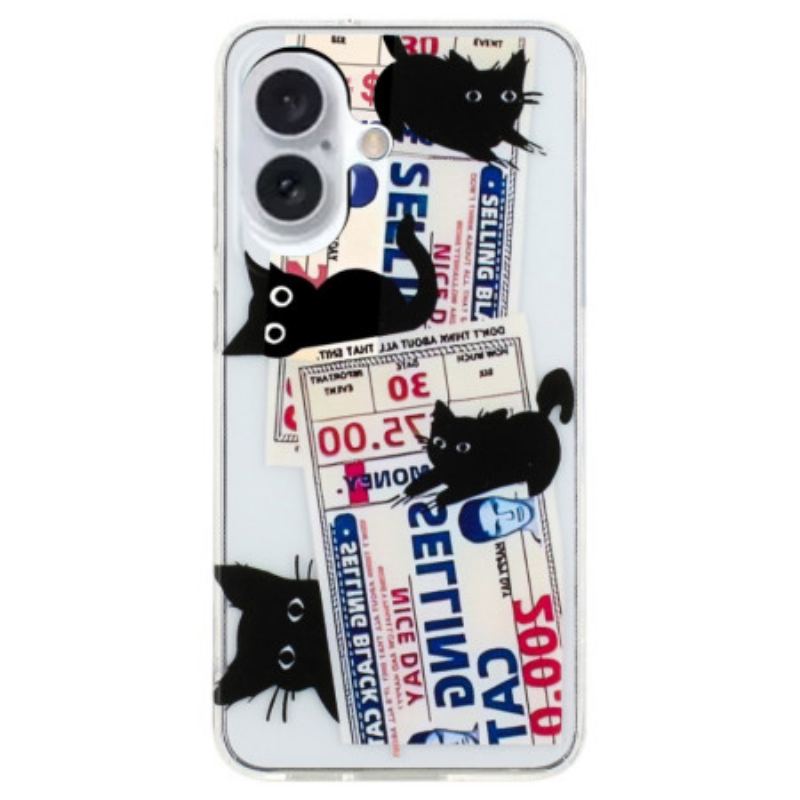 Coque iPhone 16 Chats Noir