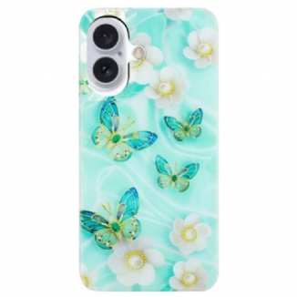 Coque iPhone 16 Fleurs et Papillons