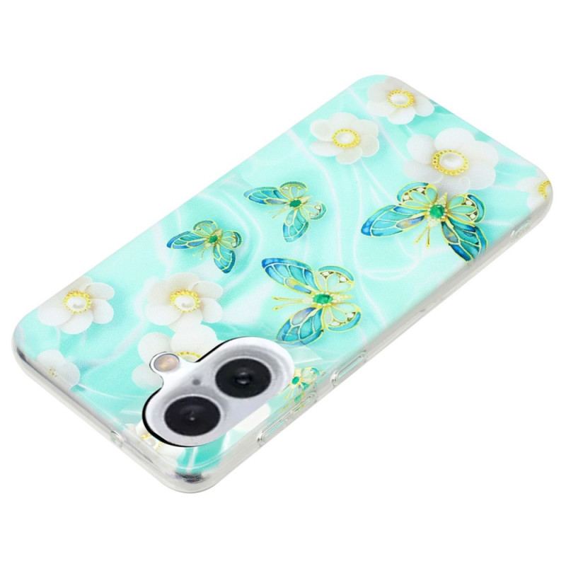 Coque iPhone 16 Fleurs et Papillons