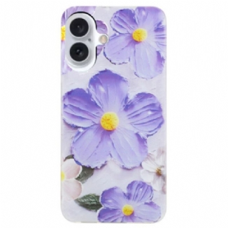 Coque iPhone 16 Fleurs Pourpres