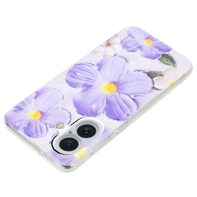 Coque iPhone 16 Fleurs Pourpres