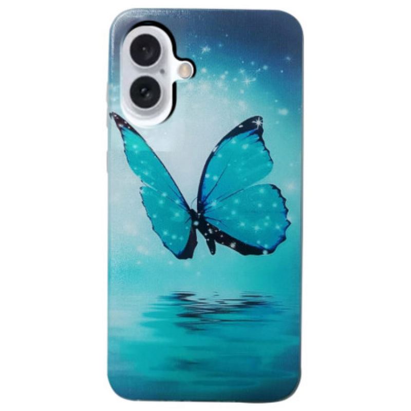 Coque iPhone 16 Papillon Bleu