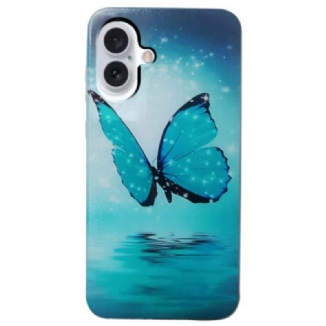 Coque iPhone 16 Papillon Bleu