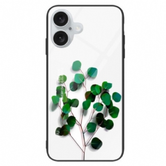 Coque iPhone 16 Verre Trempé Feuilles Vertes