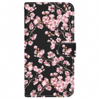 Housse iPhone 16 Fleurs de Prunier à Lanière