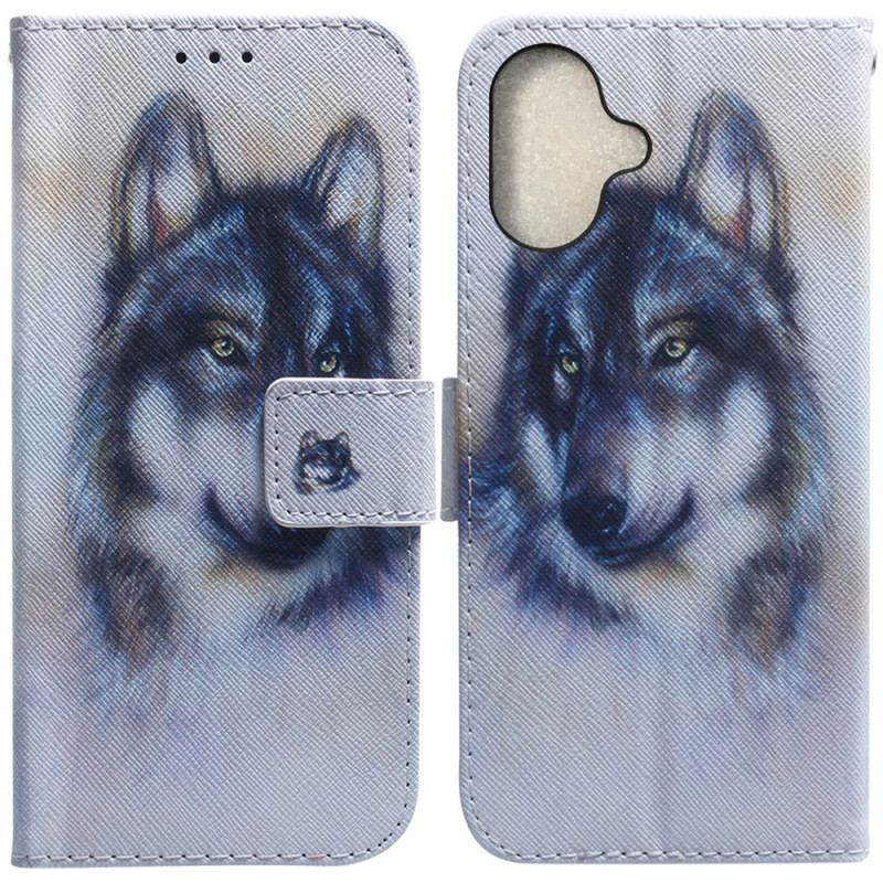 Housse iPhone 16 Loup Aquarelle