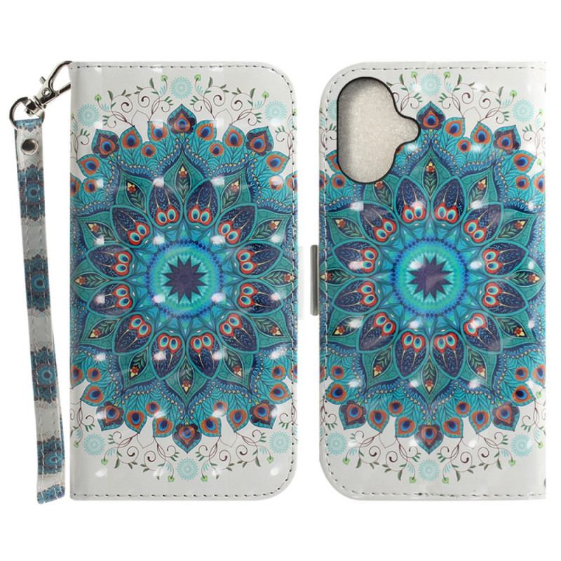 Housse iPhone 16 Mandala Vert à Lanière