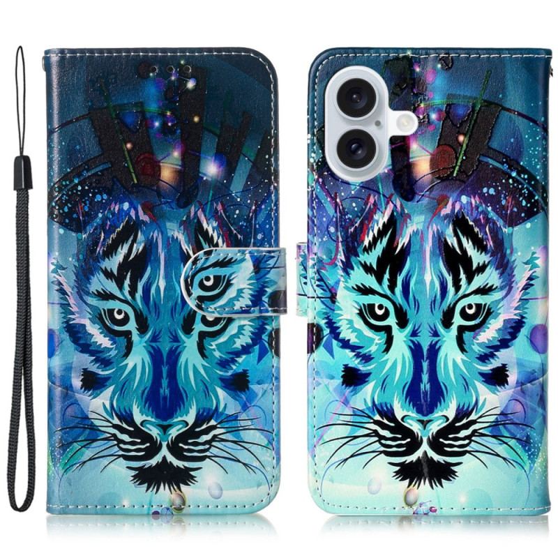 Housse iPhone 16 Motif Loup à lanière