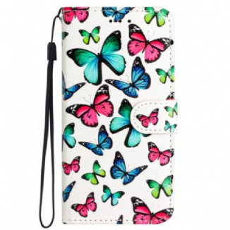 Housse iPhone 16 Motif Papillons à Lanière