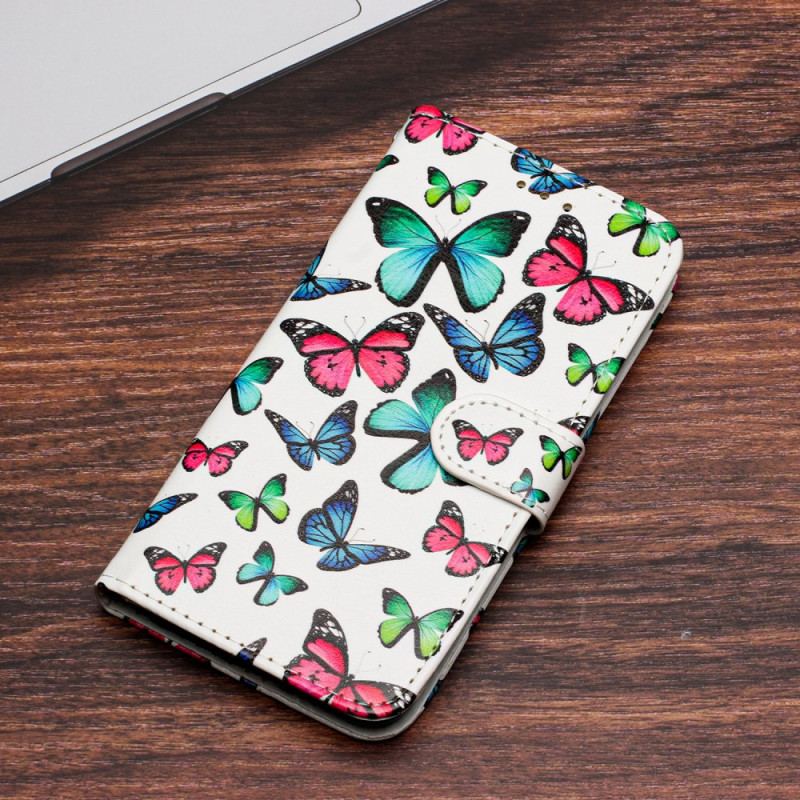 Housse iPhone 16 Motif Papillons à Lanière