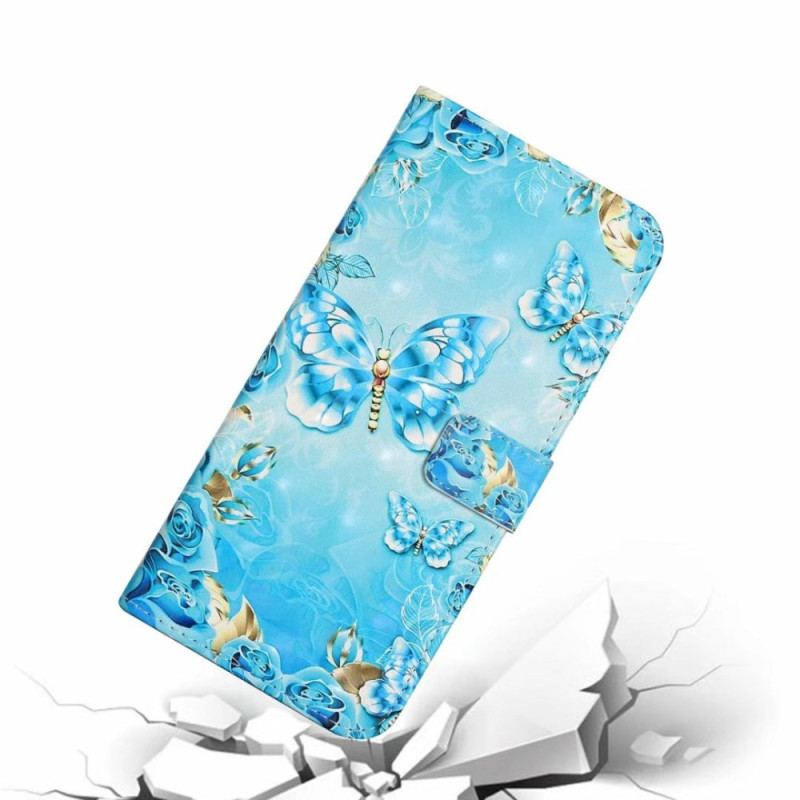 Housse iPhone 16 Papillons Bleus Clairs