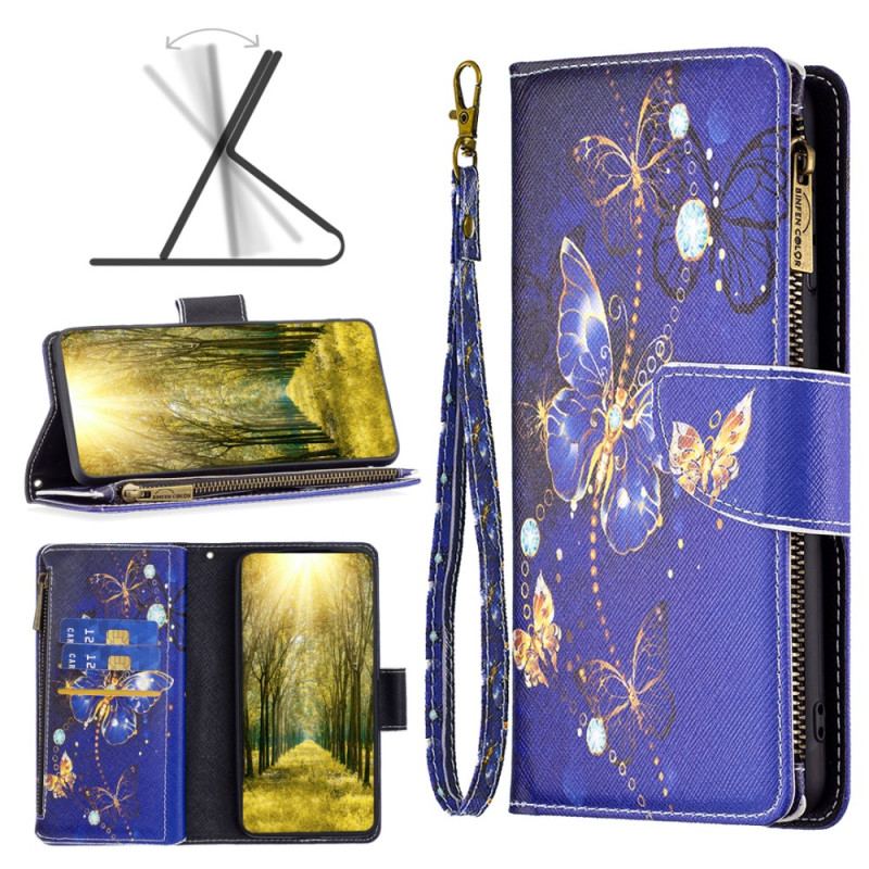 Housse iPhone 16 Portefeuille Papillons Violets