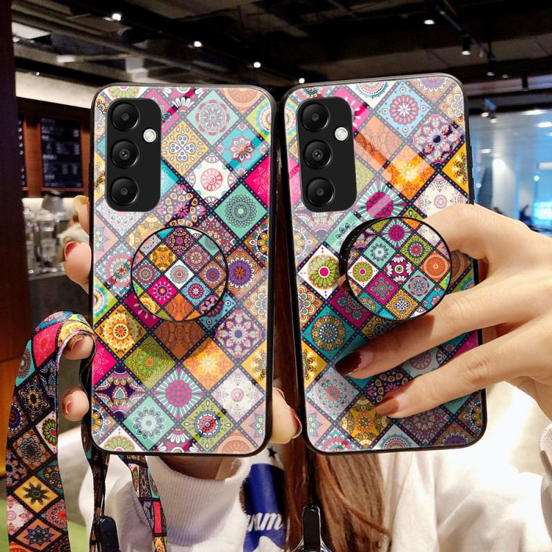 Coque Samsung Galaxy A55 5G avec Support et Lanière Patchwork