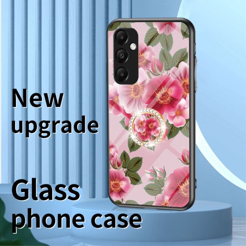 Coque Samsung Galaxy A55 5G Verre Trempé avec Support Motif Floral