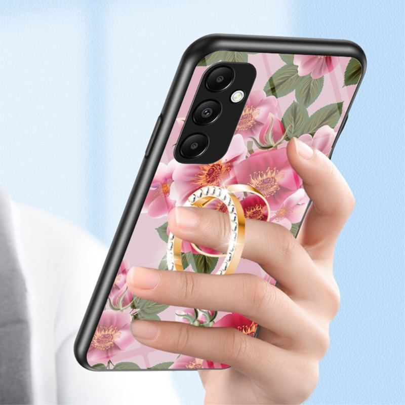 Coque Samsung Galaxy A55 5G Verre Trempé avec Support Motif Floral