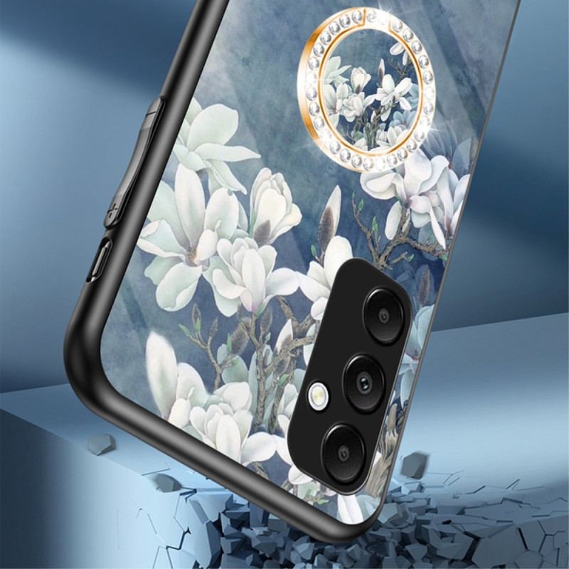 Coque Samsung Galaxy A55 5G Verre Trempé avec Support Motif Floral