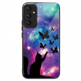 Coque Samsung Galaxy A55 5G Verre Trempé Chat et Papillons