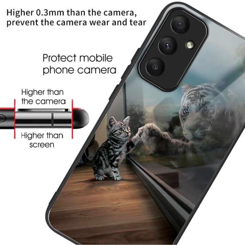 Coque Samsung Galaxy A55 5G Verre Trempé Chat miroir