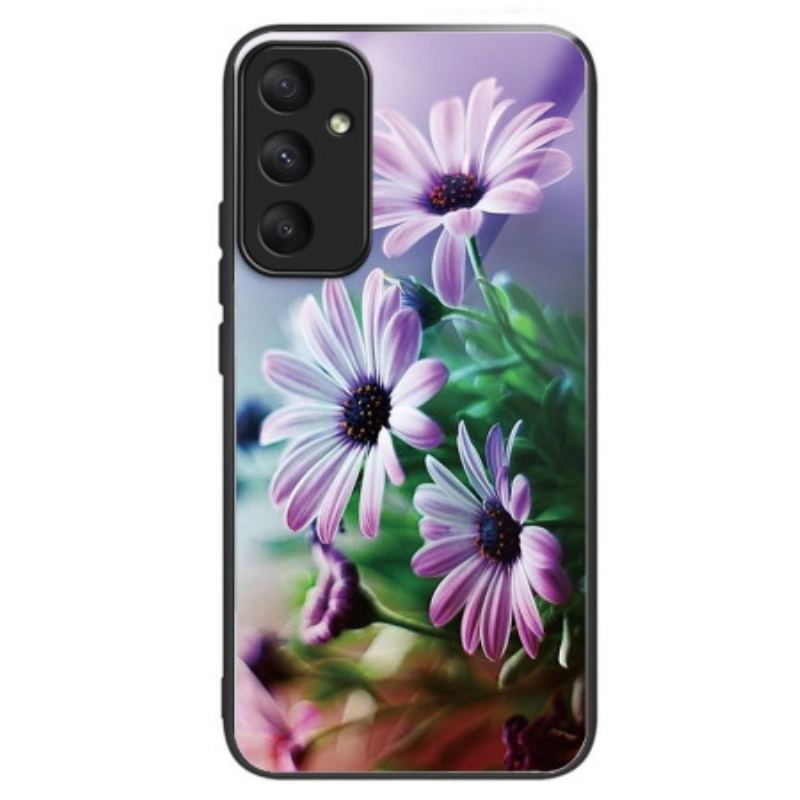 Coque Samsung Galaxy A55 5G Verre Trempé Chrysanthèmes Violets