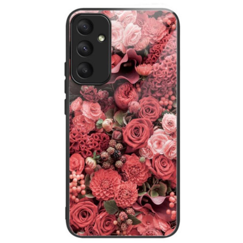 Coque Samsung Galaxy A55 5G Verre Trempé Fleurs Rouges et Roses