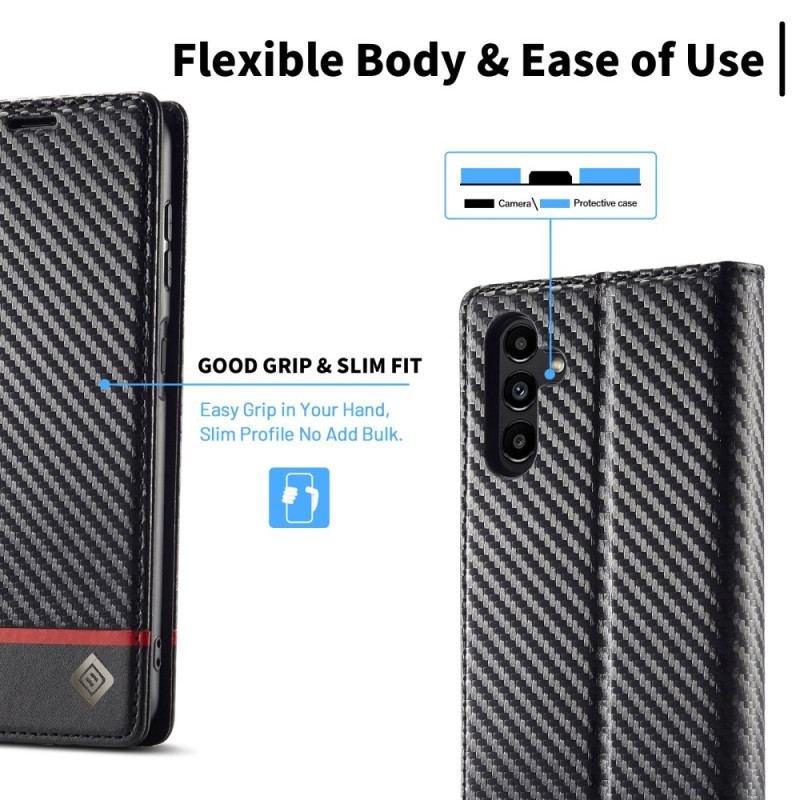 Flip Cover Samsung Galaxy A55 5G Fibre Carbone LC.IMEEKE