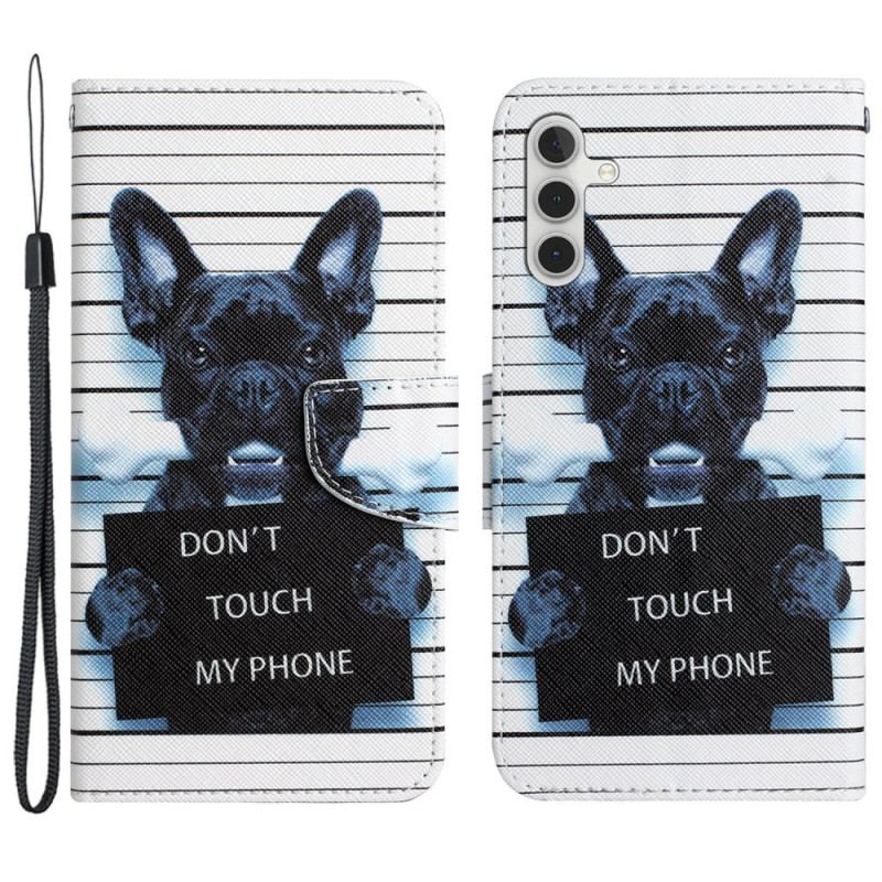 Housse Samsung Galaxy A55 5G Chien Don't Touch my Phone à Lanière