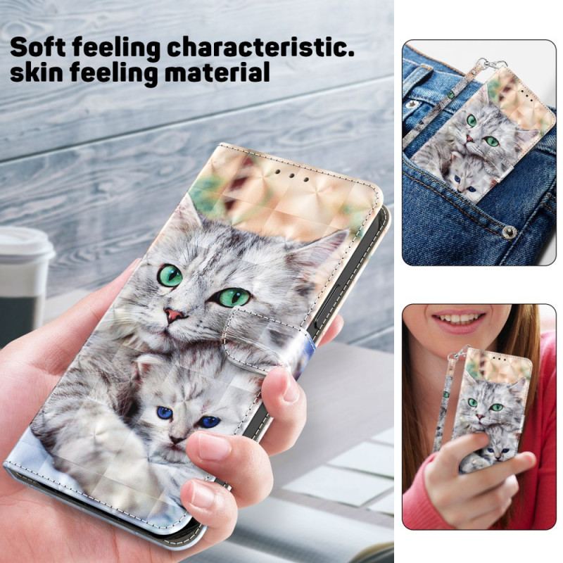 Housse Samsung Galaxy A55 5G Deux Chats Blancs à Lanière