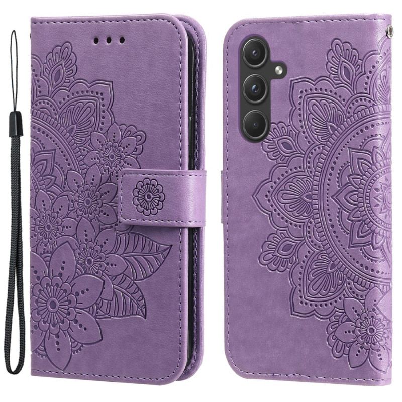 Housse Samsung Galaxy A55 5G Fleur Mandala à Lanière