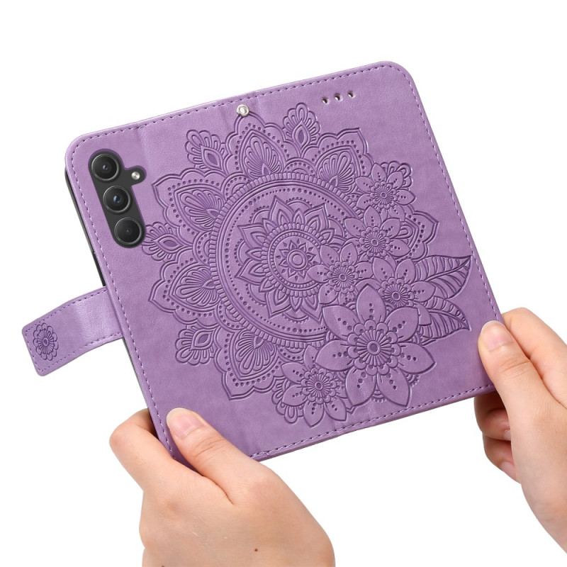 Housse Samsung Galaxy A55 5G Fleur Mandala à Lanière