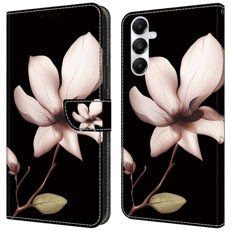 Housse Samsung Galaxy A55 5G Fleurs Roses sur Fond Noir