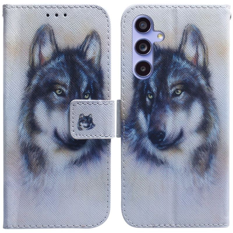 Housse Samsung Galaxy A55 5G Loup Aquarelle