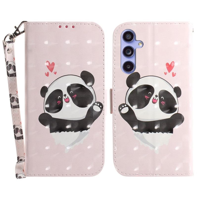 Housse Samsung Galaxy A55 5G Panda Love à Lanière