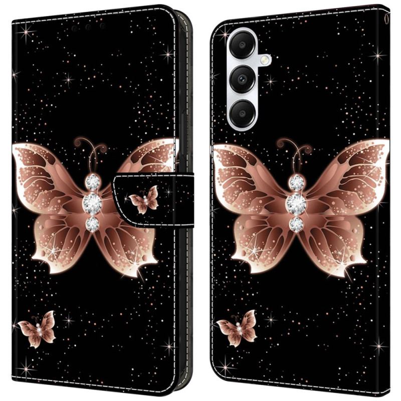 Housse Samsung Galaxy A55 5G Papillon Diamant Rose