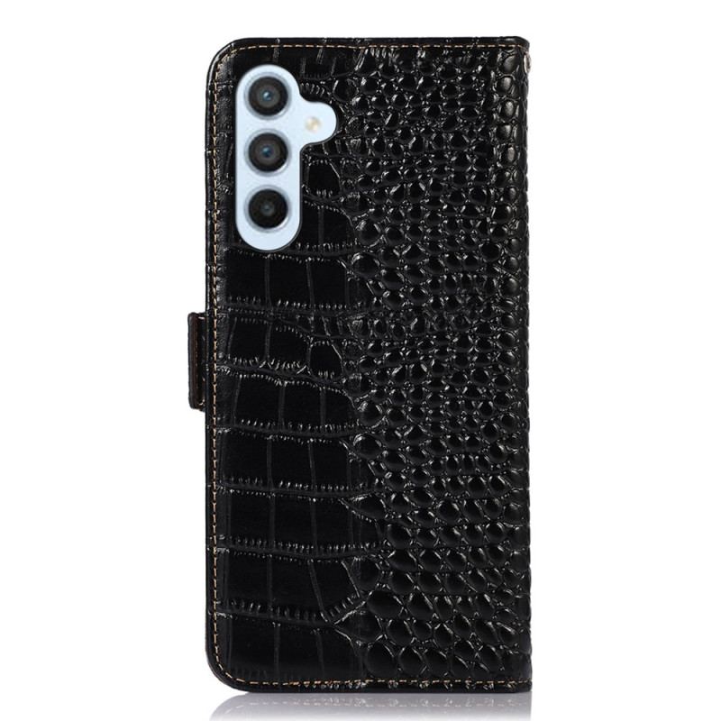 Housse Samsung Galaxy A55 5G Style Crocodile avec Blocage RFID