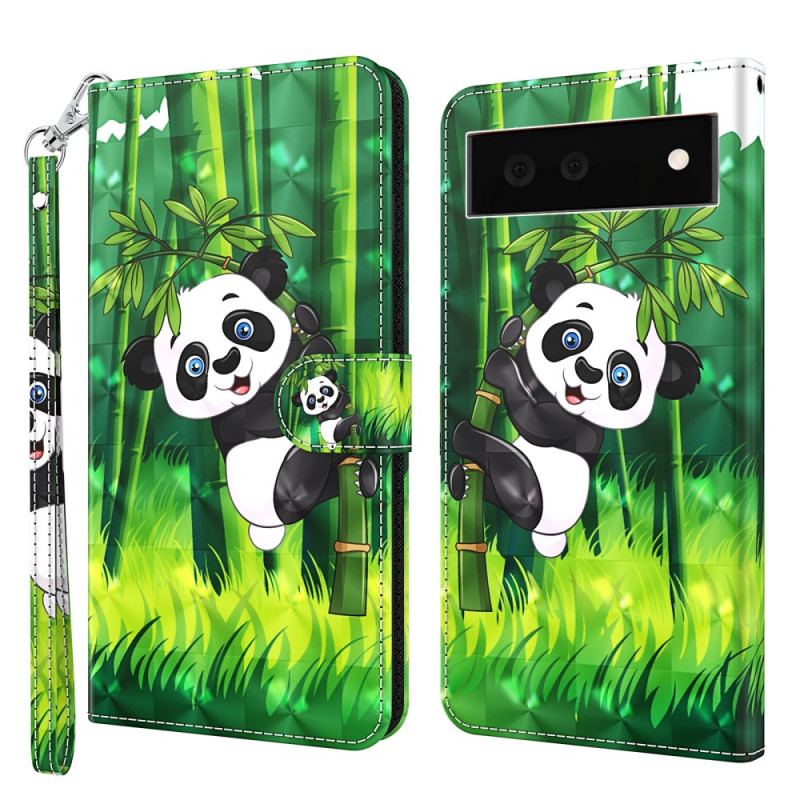 Housse Google Pixel 7 Panda et Bambou à Lanière