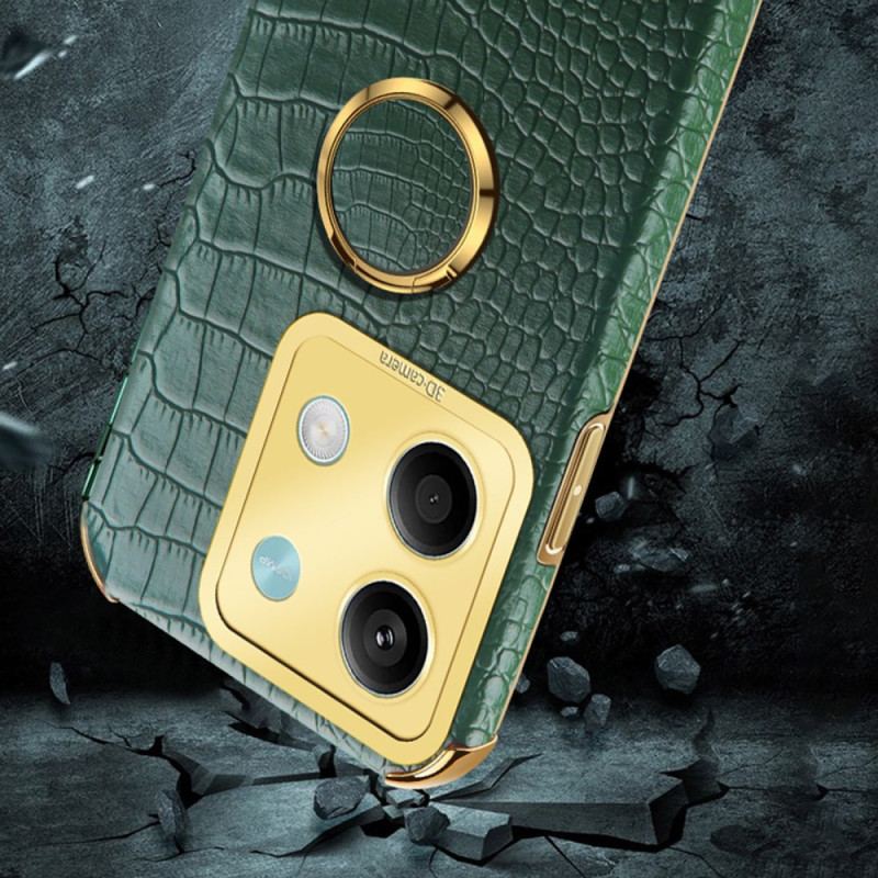 Coque Xiaomi Redmi Note 13 5G Style Crocodile avec Anneau de Support