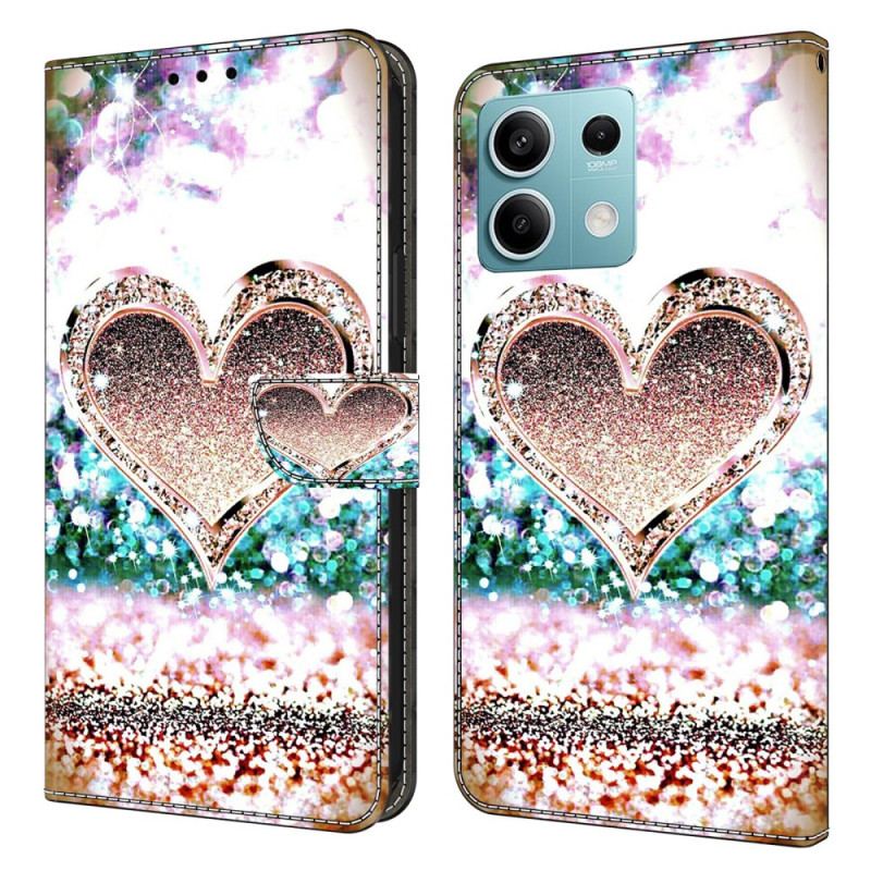 Housse Xiaomi Redmi Note 13 5G Coeur en Diamants Roses