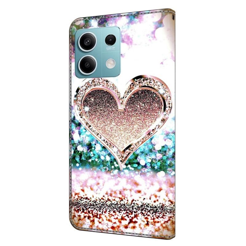 Housse Xiaomi Redmi Note 13 5G Coeur en Diamants Roses