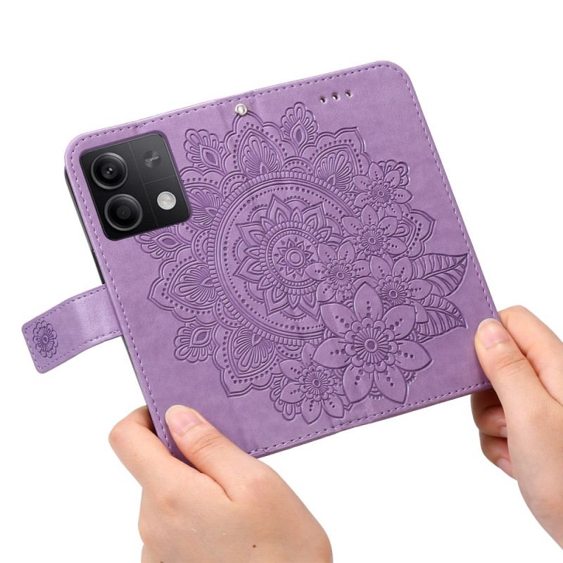 Housse Xiaomi Redmi Note 13 5G Empreinte Florale à Lanière