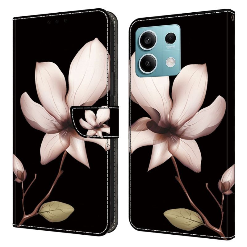 Housse Xiaomi Redmi Note 13 5G Fleur Rose sur Fond Noir