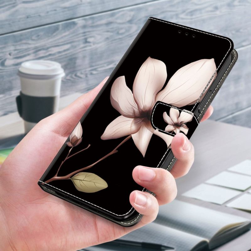 Housse Xiaomi Redmi Note 13 5G Fleur Rose sur Fond Noir